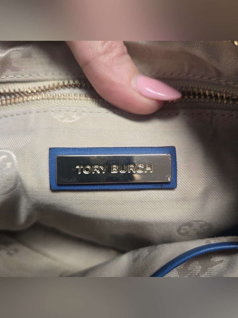 Tory Burch Navy Woven Leather Crossbody - Picture 5 of 8